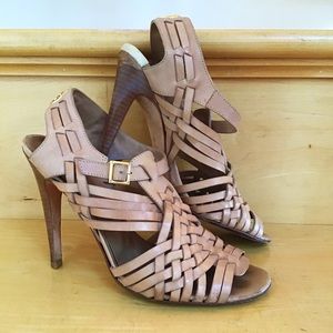 Tory Burch Tan All Leather Heeled Sandals